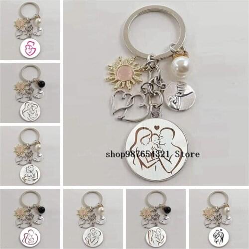 New glass dome father mother baby parent-child keychain mothers day fathers day thanksgiving day pendant keychain gift