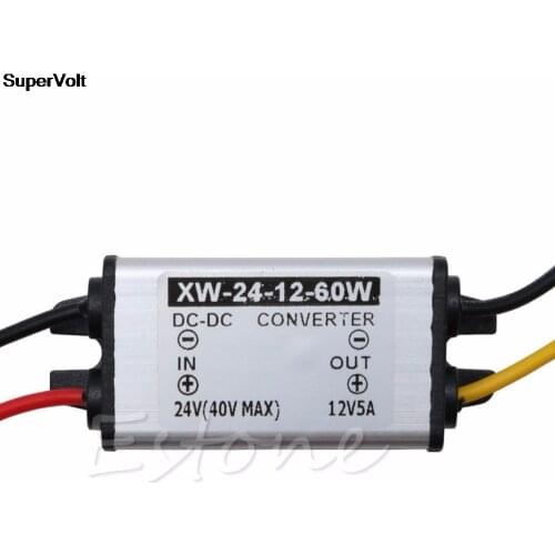 New Waterproof Car Truck DC 24V To DC 12V 5A 60W Power Converter Supply Adapter