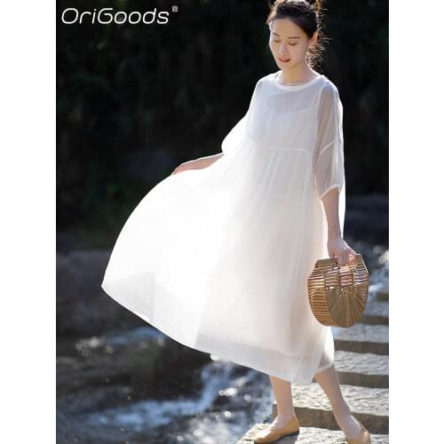 ORIGOODS White Summer Dresses
