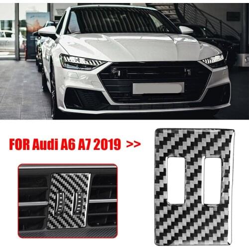 Genuine Carbon Fiber A/C Vent Outlet Knob Panel Trim Cover Anti-Scratche Car Inner Central Control Panl for Audi A6L A7 2019 LHD