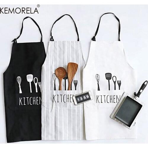 Adjustable Print Pattern Apron Chef Waiter Kitchen Cook Apron With Pockets Polyester Water Proof Kitchen Tools For Man Woman