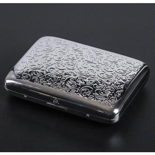 Retro Metal Cigarette Case Double Sided Spring Clip Open Pocket Holder for 16 Cigarettes (silvery)