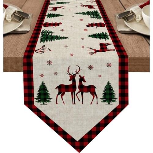 Christmas Snowflake Elk Christmas Tree Table Runners Wedding Decoration Table Cover Christmas Decorations for Home Table Cloth