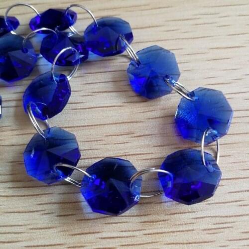 5meters Sapphire crystal bead strand chandelier lamp octagon chain glass garland strand for wedding /X-mas tree/room decore