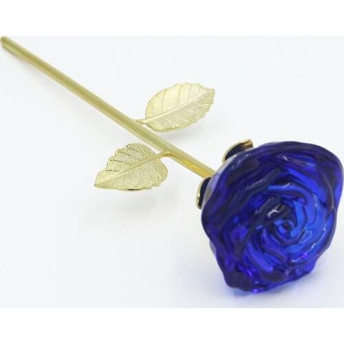 4 Color Crystal Glass Rose Flower Ornaments Wedding Event Decorative Crafts Valentines Day Gifts Souvenir Home Decor Figurines