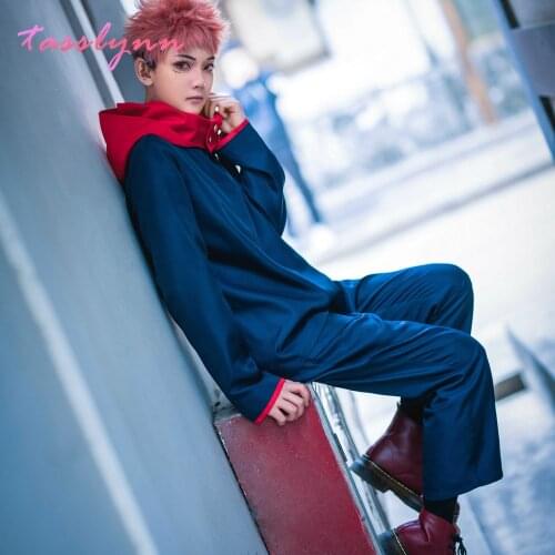 High Quality Anime Version Cosplay Jujutsu Kaisen Yuji Itadori Gojo Satoru Costume Dark Blue Uniform Toge Inumaki Costume Men