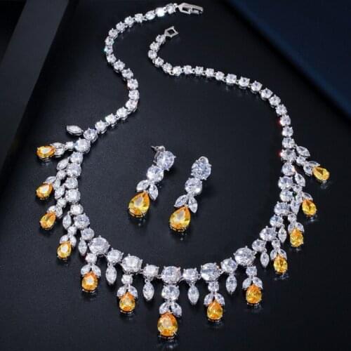 Wah Mei Brand Gorgeous AAA CZ Stones Jewelry Set Crystal drops style Wedding Bridal Jewelry Sets For Women And Party