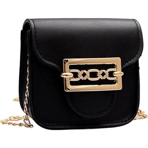 Women Fashion Mini Bag Solid Color Crossbody Bag PU Leather Small Square Chain Shoulder Bags for Ladies