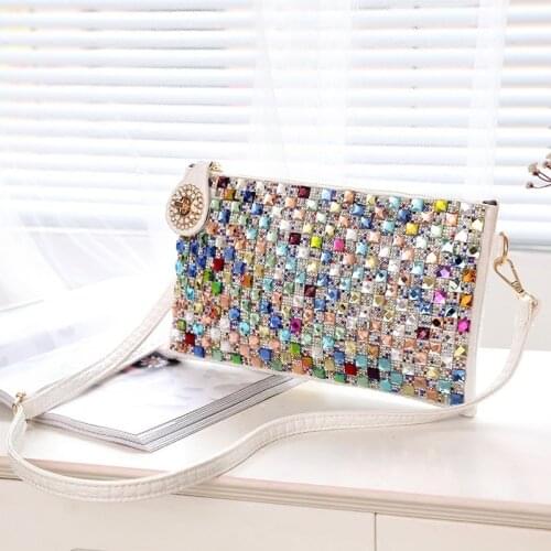 Women Colorful Rhinestone Clutch Bag Diamond Ladies Evening Bag Shoulder Crossbody Bags