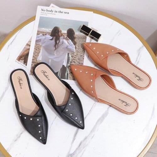 2021 New Slipper Womens Summer Fashion ins wears a half-pack of head slippers net red lazy people with sandal slippers