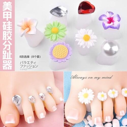 1BOX Japanese Nail Art Silicone Finger Separator Toe Separator Daisy Water Drop Rhinestone Nail Tool Toe Separator