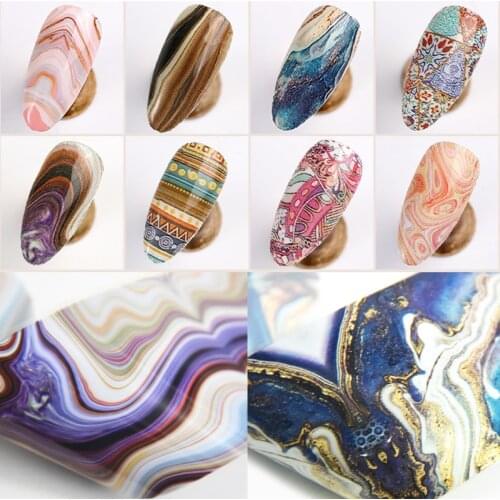 10PCS/Set Marble Nail Foil Stickers Colorful Flower Gilding Patterns Nail Art Transfer Decal Wraps Sticker Nail Art Decorations
