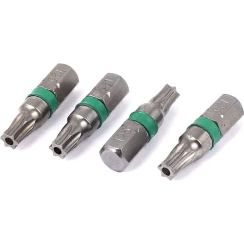 UXCELL 4pcs 1/4" Hex Shank T25 Torx Security Screwdriver Bit Gray 25mm Long used to Open or Close the Cover