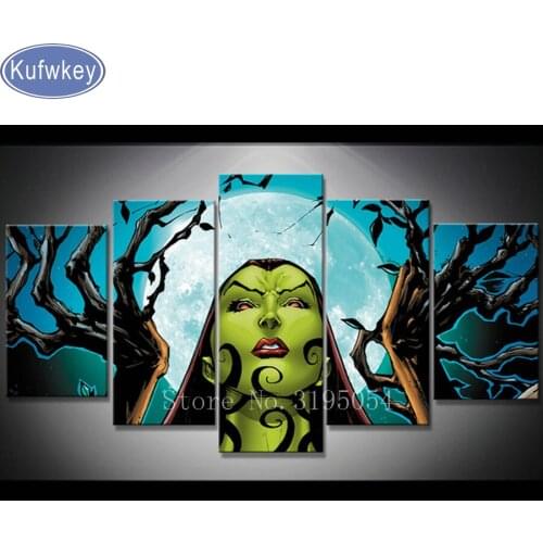 5 pcs,Full Square 5D DIY Diamond Painting Halloween wall Picture 3d Diamond Embroidery,Cross Stitch,Mosaic,stickers,home decor