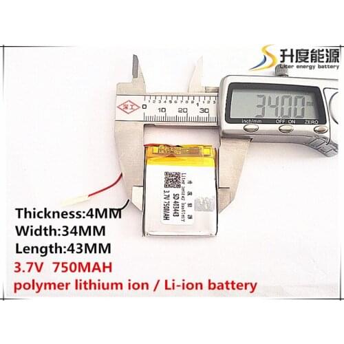 5pcs [SD] 3.7V,750mAH,[403443] Polymer lithium ion / Li-ion battery for TOY,POWER BANK,GPS,mp3,mp4,cell phone,speaker