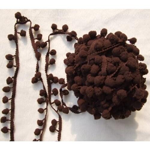 5Yards/Lot cute New Arrival Coffee color PomPom fringe trim draper ball Accessories sew 0.8" ball