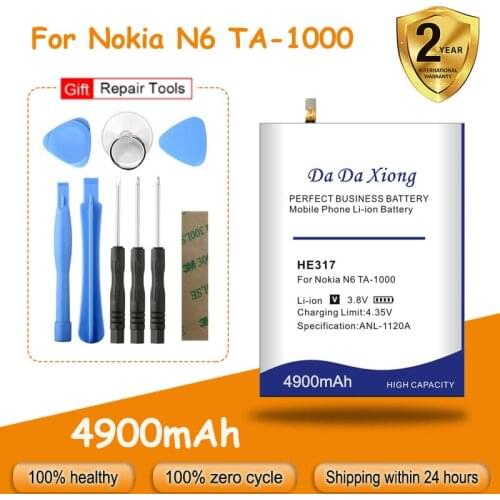 Free shipping 4650mAh HE317 Battery For Nokia 6 Battery N6 TA-1000 TA-1003 TA-1021 TA-1025 TA-1033 TA-1039 Phone Batteries