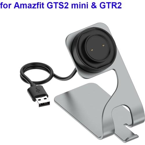 GTS 2 Mini Aluminum Charing Dock Station Charger Stand for Amazfit GTR 2 2e USB Charging Cord Cable Accessories Gray Metal