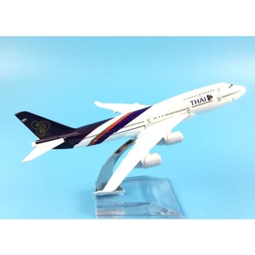 Airlines boeing 747 thaiair craft model aircraft model simulation 16 cm alloy christmas toy gift for children