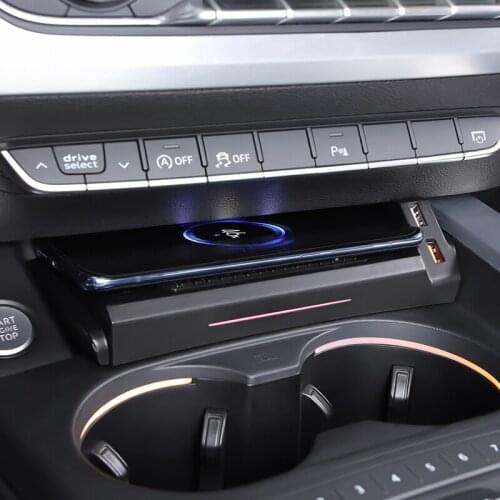 15W Wireless Charger For Audi A4L A5 S5 S4 2016-2020 Mobile Phone Charging Board Cigarette Lighter Installation Car Accessories