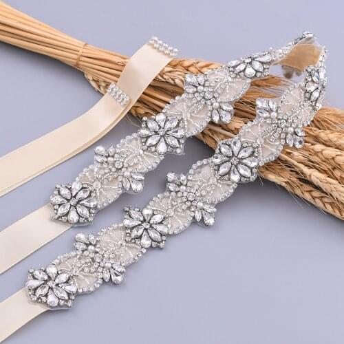 ZMS441 Bohemian Bride Rhinestone Pearl Belt Wedding Bachelorette Birthday Party Prom Women Dress Accessories Girl Luxurious Sash