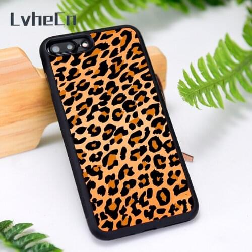LvheCn Silicone Rubber Phone Case Cover for iPhone 6 6S 7 8 Plus X XS XR 11 12 Mini Pro Max Leopard