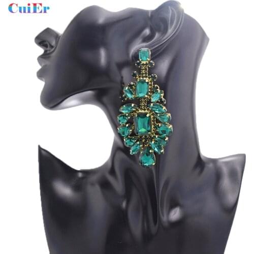 CUIER luxury All glass rhinestones big drop earring for wedding jewelry crystal AB gold silver fashion dangle women earrings