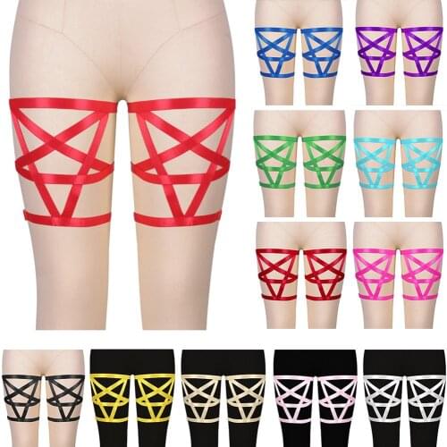 Womens Underwear Light Sexy Bride Foot Bandage Straps Lingerie Sexy Garter Belt For Stockings Pentagonal Body Harness Bondage