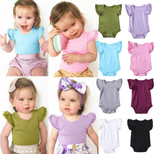 Emmababy Baby Clothes Infant Baby Girl Boy Cotton Bodysuit Flying Sleeve Outfits Clothes 8Color