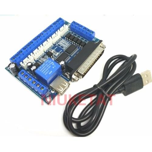 1pcs MACH3 engraving machine CNC 5 axis stepper motor driver interface board with optocoupler isolation blue board + USB cable