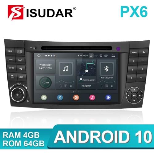 Isudar PX6 Android 10 Two Din Car Multimedia Player For Mercedes/Benz/E-Class/W211/E300/CLK/W209/CLS/W219 DVD Player GPS Radio