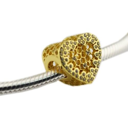 Fine Jewelry Making Honeycomb Lace Charm 925 Sterling Silver Beads For Woman Fits Original 925 Silver Bracelets