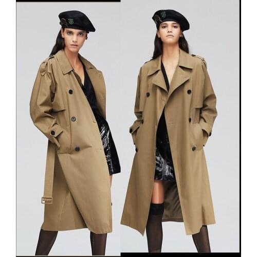 Classics women Trench coat 2019 Fall/winter england style double-breasted windbreaker coat Chic womens wind coat A638
