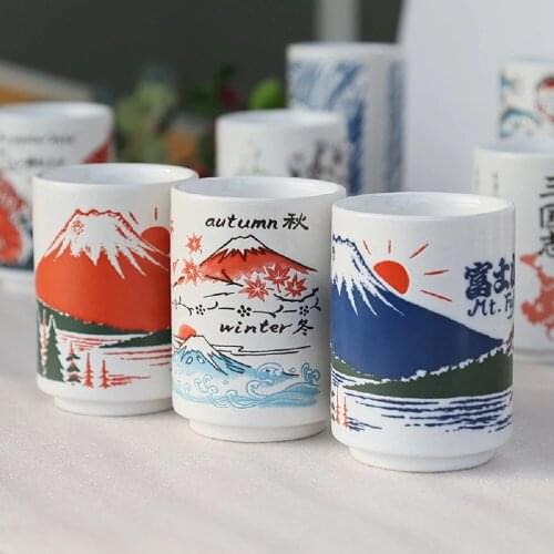 Creative Ceramic Mugs Japanese Impression 300ml Tea Wine Sushi Cup Restaurant Furnishing Articles Travel Gift for Friend