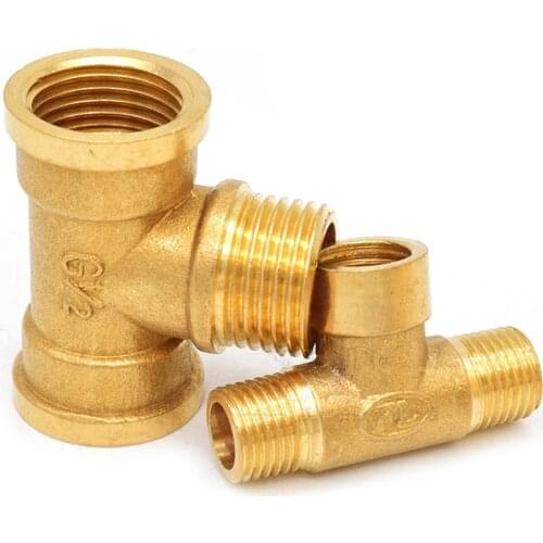 Brass Pipe fitting Male Female Thread 1/8" 1/4" 3/8" 1/2" BSP Tee Type copper Fittings water oil gas adapter