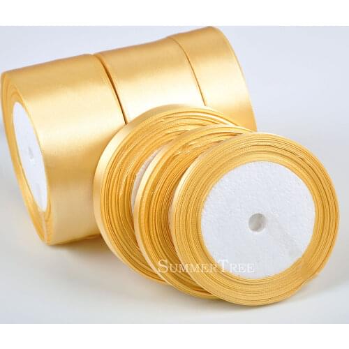 1 Roll Champaign Gold 25yards 6mm - 50mm Satin Ribbon Sash Gift Bow Handmade DIY Craft Wedding Party Supply Banquet Decoration