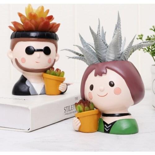 Mini Bonsai,Cactus Planter Pots Flowerpot,Cartoon Succulent Plant Flower Pot,Interesting Doll Pen Holder Storage Box Home Garden