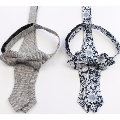 Mens Handmade Cotton Bowties Plain Self Tie Designer Flower Paisley Bow Ties Cravat Butterfly