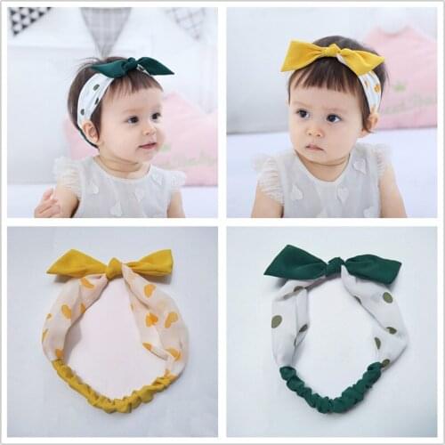 New children headdress baby girls bow hair accessories rabbit ears headband wave point small fresh hair band
