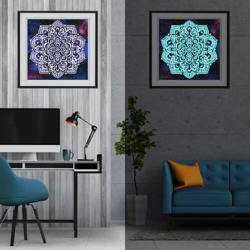 New Products LED Mandala Diamond Painting Night Light Fluorescence Diamond Embroidery Cross Stitch DIY Craft Kit Home Decoration