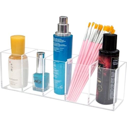 2/3/5 Slots Acrylic Makeup Brush Organizer Clear Cosmetic Storage Box Nail Polish Storage Case Makeup Organizer
