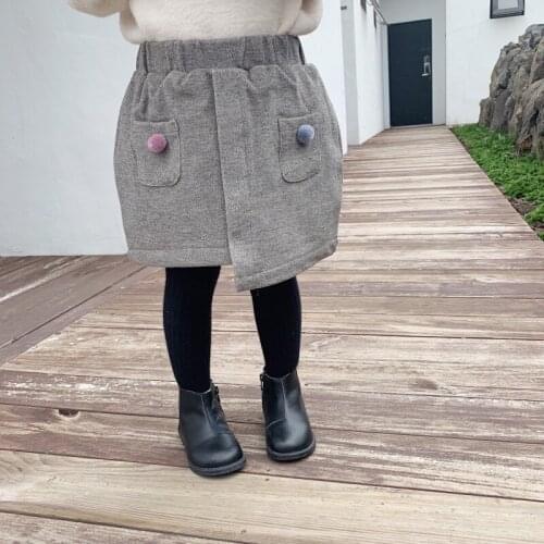 Autumn Winter Childrens Skirt Thicken Fashion Hair Ball Girl Skirts Princess Pettiskirt High Quality Irregular Baby Girl Skirt