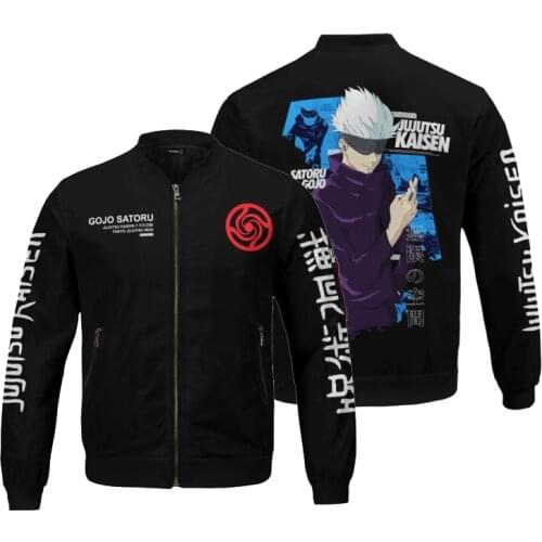 Jujutsu Kaisen Gojo Satoru Autumn Thin Bomber Jacket Windbreaker Zip Up Outerwear Anime Cosplay Baseball Coats Drop Ship