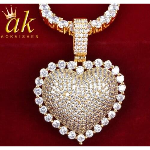 Heart Pendant Necklace Men Gold Color Hip Hop Rock Street Jewelry