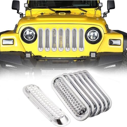 Honeycomb Mesh Front Grill Inserts Kit Automobile Car Front Grill Inserts Mesh For JK 2007-2017 7 Pieces/Set