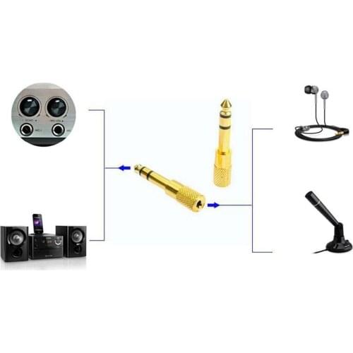 3.5mm Socket to 6.5mm Jack Plug Audio Stereo Adaptor 6.5mm Gold 1/4 Adapter Microfoon inch Headphone Quality F7P0