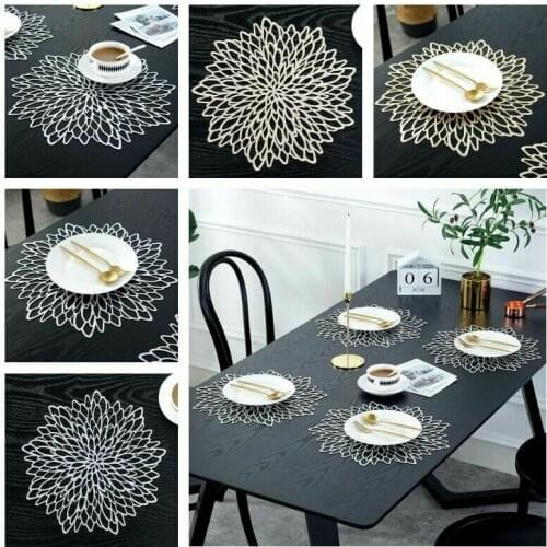 Placemats Table Mat Washable Dining Wedding Party Packs Flower Design Coaster
