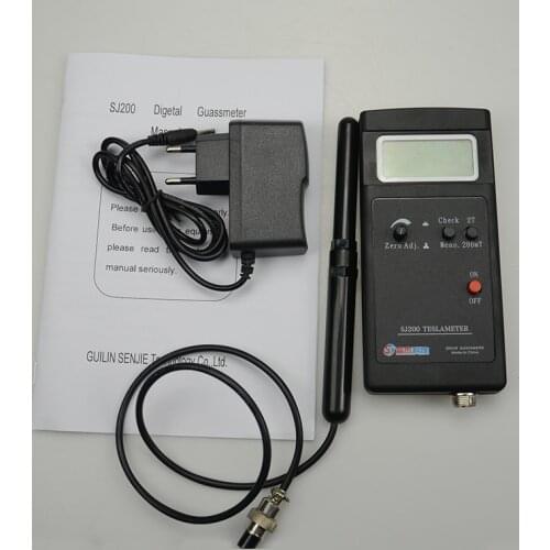 Portable Digital Gauss Meter Static 0.1mT Magnetic Field Tesla Meter Electromagnetic Radiation Meter 0-200Mt-2000mT with Adapter