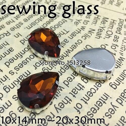 Red Coffee Color Sew On Crystal Teardrop Fancy Stone With Claw Setting 10x14mm,13x18mm,18x25mm,20x30mm For Jewelry Making