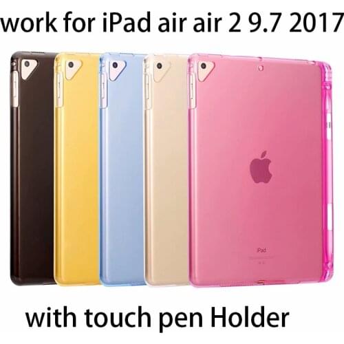 Transparent Tablet TPU Case for iPad 9.7 2018,sweety soft cover for iPad9.7 2017 AIR 2 Pro9.7 A1893 A1954 fundas with pen holder